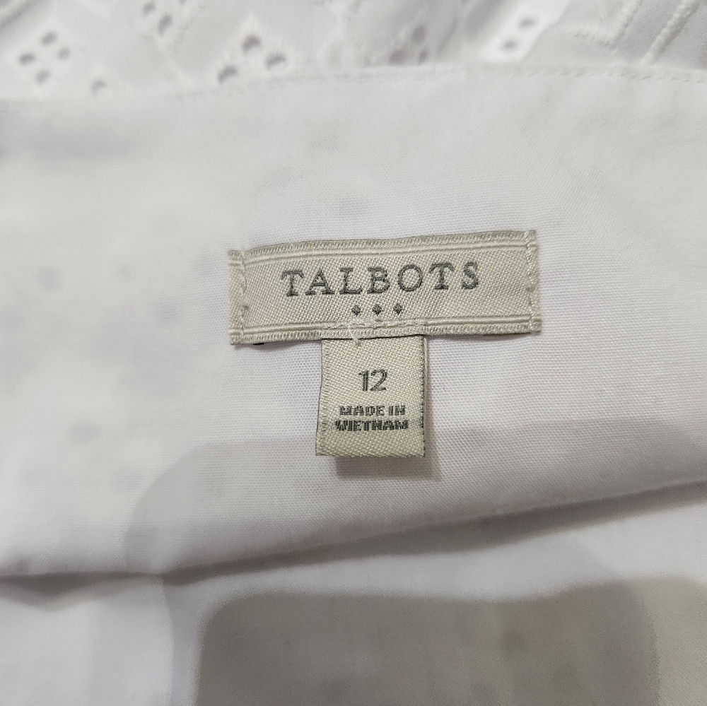 Talbots Eyelet Fully Lined White Sleeveless Dress - Picture 5 of 6